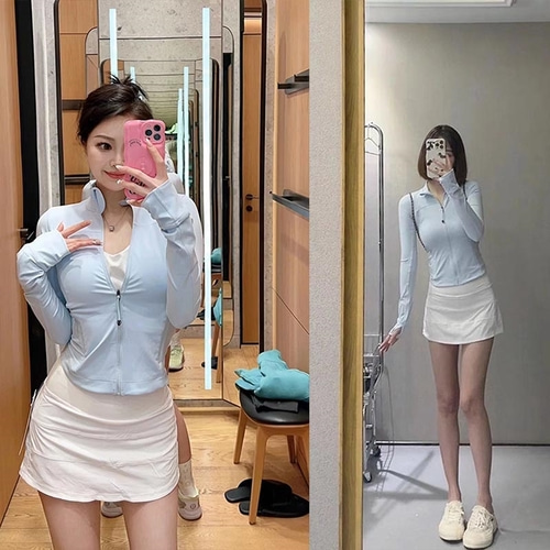 룰루레몬 Lululemon Pace Rival 여성 스포츠 스커트 주름 테니스 스커트 미끄럼 방지 요가 스커트 바지 LU01-0531