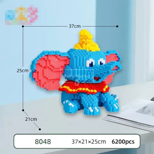 입체 디폼블럭 3D 도안 코끼리 캐릭터 덤보 폼폼 미니 나노블록 8mm