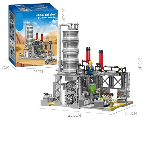 레고 시티 호환 화학 공장 도시 천연 가스 연구소 JJ9015 신제품 창작