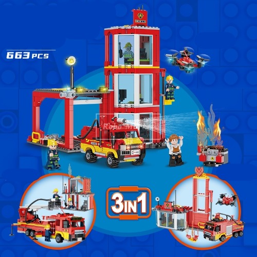 레고 시티 호환 3 in 1 소방본부 소방서 화재진압 FC3325 신제품 창작