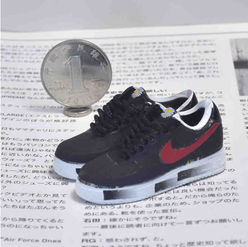 신발 미니어쳐 Nike Air Force 1 High-top AF- 1 GD black and red scratch-off MT-0428