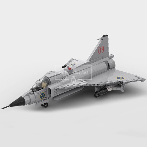 레고 크리에이터 호환 1:35 Scale JA &amp; AJ-37 Viggen 비건 우주선 MOC-130725 신제품 창작