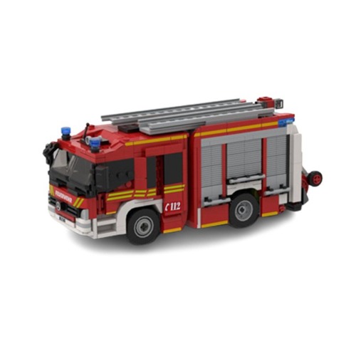 레고 시티 호환 Munich Fire Truck 사다리 소방차 구급차 트럭 MOC-137461 신제품 창작