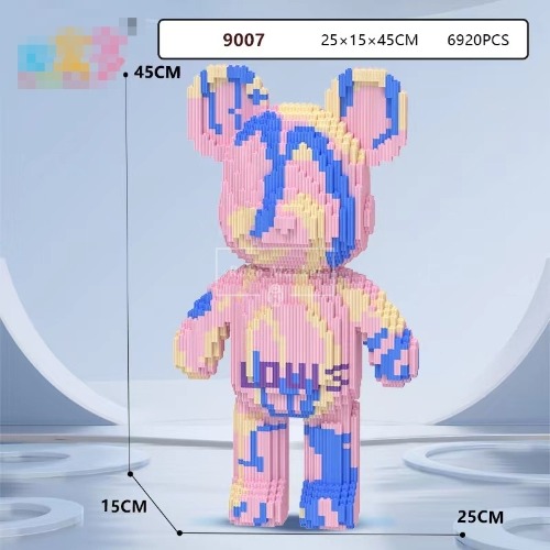 입체 디폼블럭 3D 도안 45cm 플루이드 베어 초현실 폭력곰 폼폼 미니 나노블록 8mm 