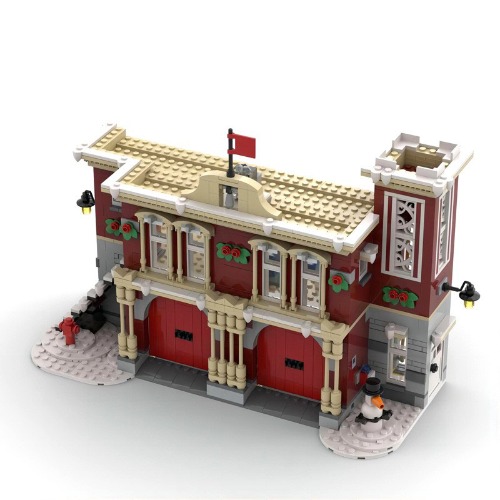 레고 크리에이터 호환 Winter Village Fire Station 윈터빌리지 소방서 본부 MOC-156854 신제품 창작