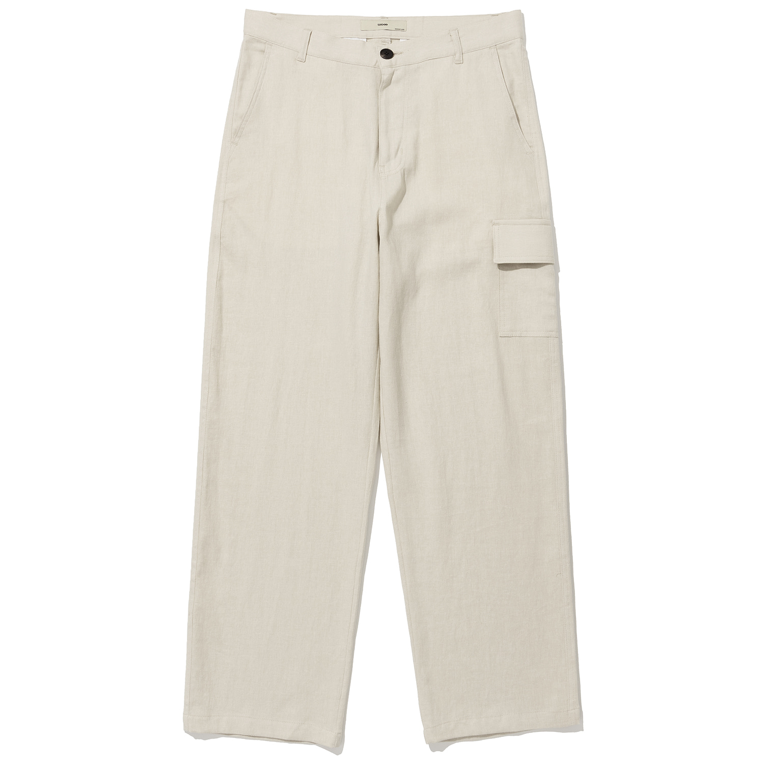 COOL LINEN UNBALANCED CARGO POCKET PANTS #1