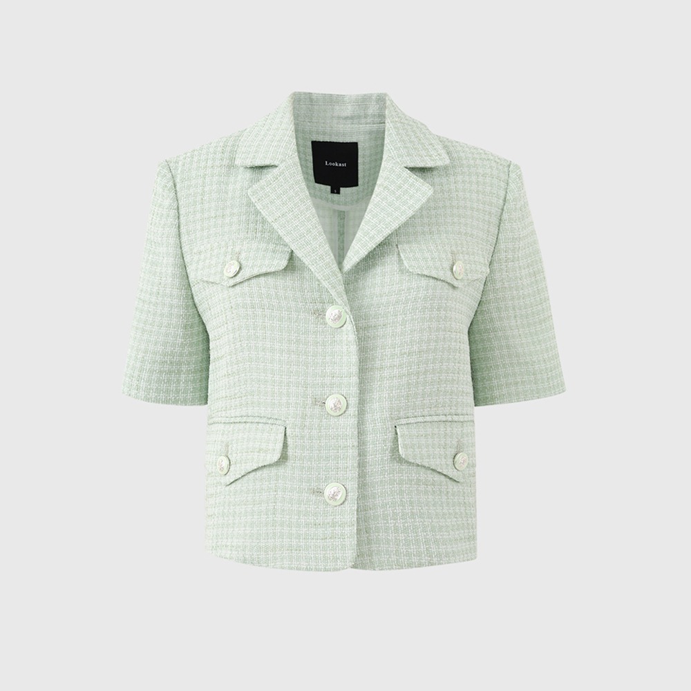 로위시그린 사라 크롭 트위드 자켓 / YELLOWISH GREEN SARAH CROP TWEED JACKET