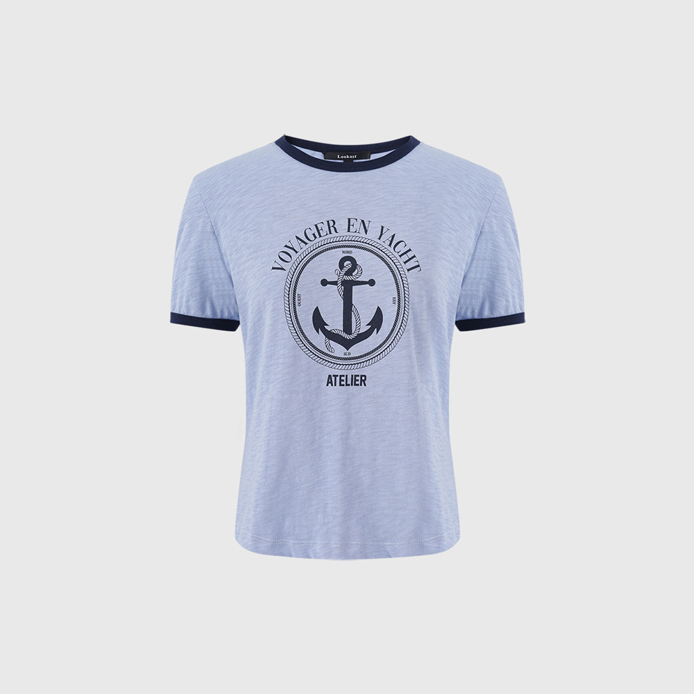 블루 앵커 크롭 티셔츠 / BLUE ANCHOR CROP TSHIRT