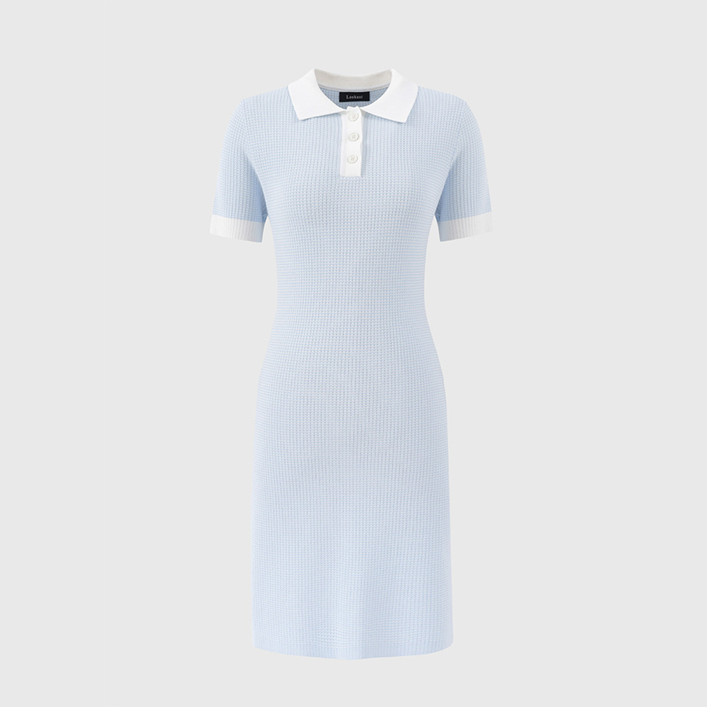 블루 옐리즈 카라 니트 원피스 / BLUE YELIZ CALLAR KNIT DRESS