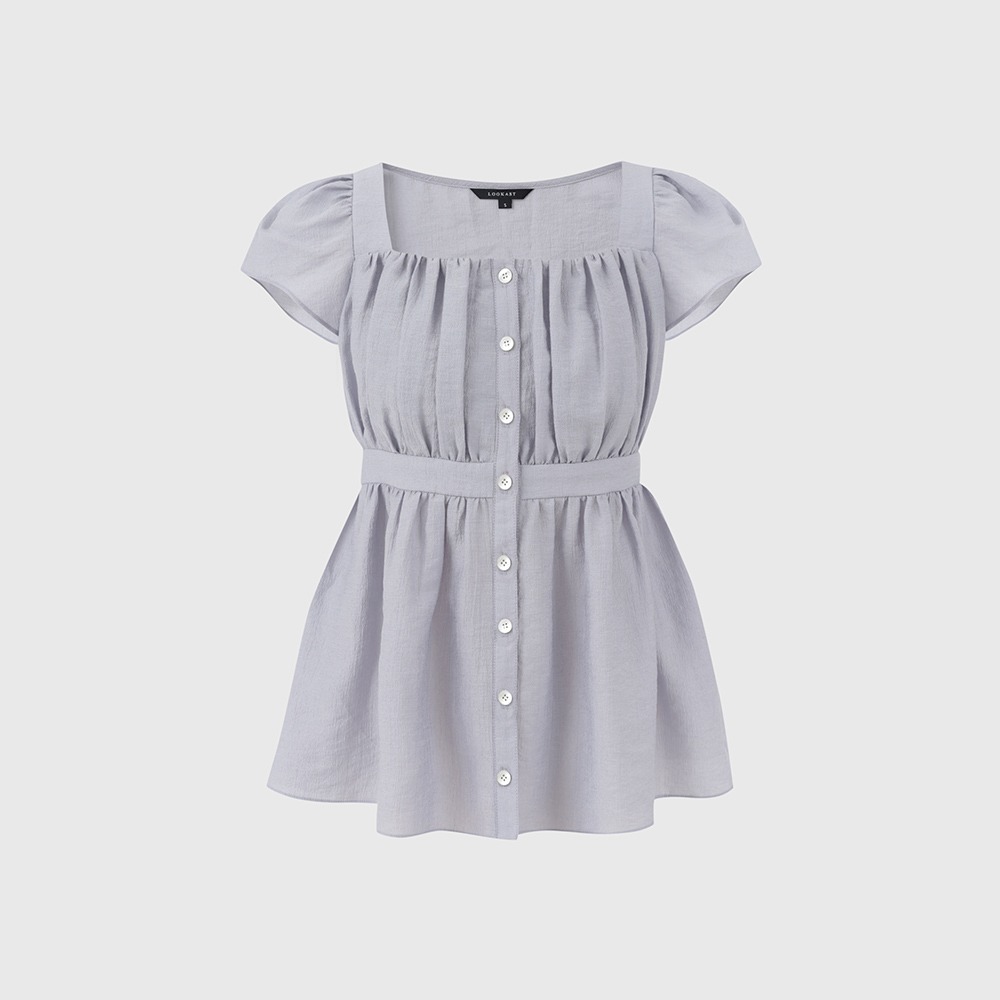 블루 에밀리아 셔링 블라우스 / BLUE EMILIA SHIRRING BLOUSE