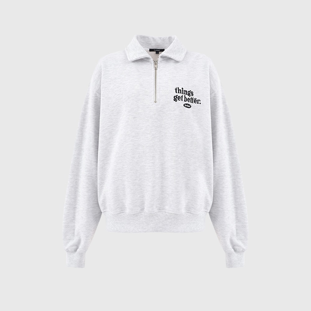 화이트 그레이 베럴 집업 스웻셔츠 / WHITE GREY BETTER ZIP UP SWEATSHIRT