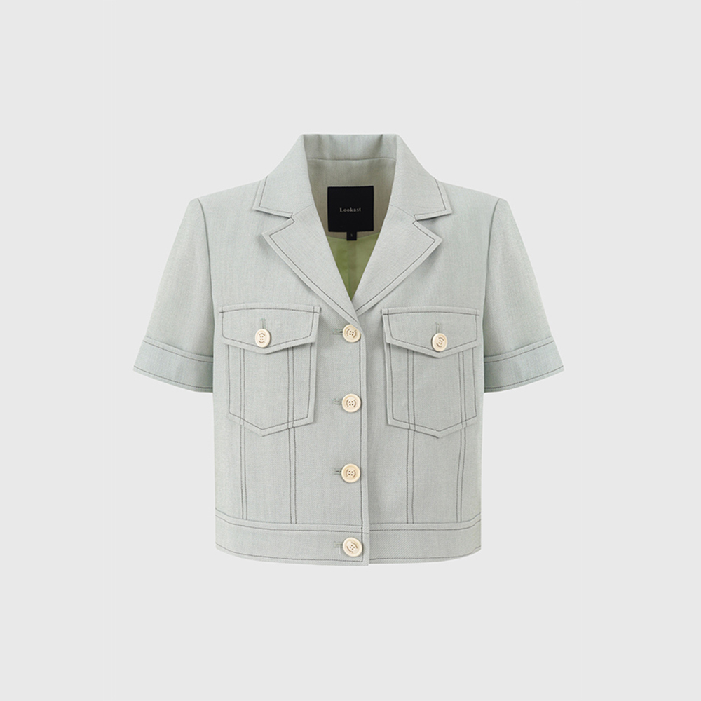 민트 캐시 린넨 스티치 자켓 / MINT CASEY LINEN STITCH JACKET