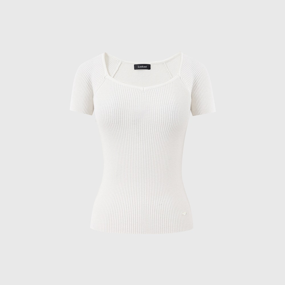 아이보리 베이직 스퀘어넥 니트 탑 / IVORY BASIC SQUARE NECK KNIT TOP