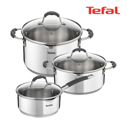 [Tefal] 테팔 일리코 IH 스테인리스 냄비 3종 세트 (편수16cm+양수20cm+곰솥22cm)