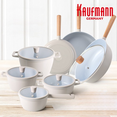 [Kaufmann] 카우프만 데이지 IH 세라믹 주방 12P 세트(G형) (편수18cm+양수20cm+전골20cm+곰솥24cm+프라이팬24,28cm+궁중팬28cm+유리뚜껑28cm)