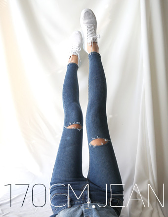 170cm.jean*양쪽칼구제스키니진