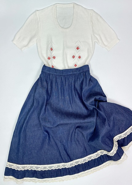 (eu)denim lace skirt(35cm)