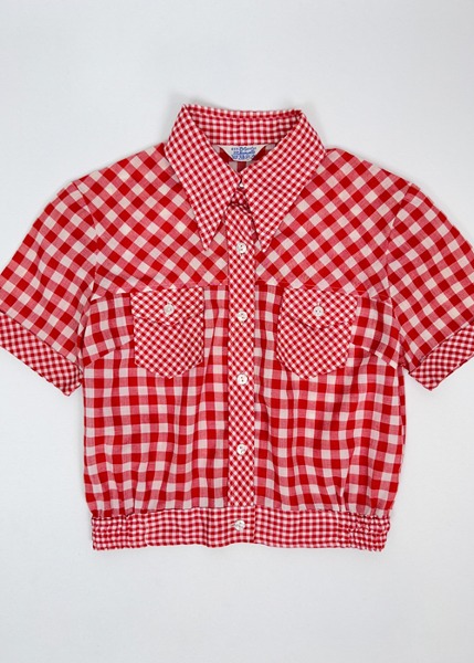 (eu)70s red gingham check blouse