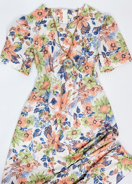 (france)60~70s france rivoire floral maxi dress