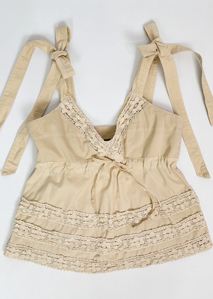 (italy)cotton lace trim top