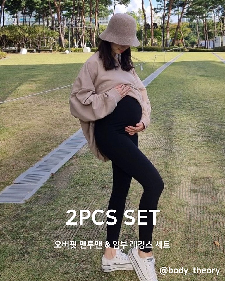 오버핏 맨투맨 &amp; 임부 레깅스 2PCS 세트