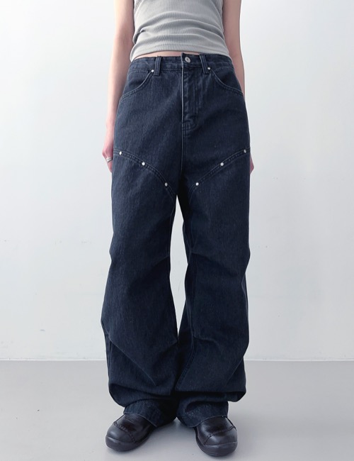 western rivet denim pants