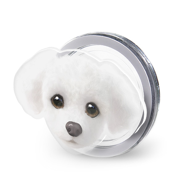Siri the White Poodle Face Acrylic Magnet Tok (for MagSafe)