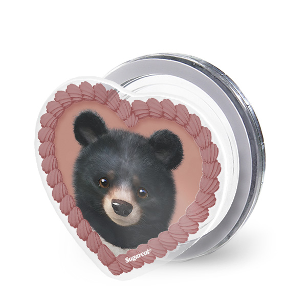 Bandal the Aisan Black Bear MyHeart Acrylic Magnet Tok (for MagSafe)