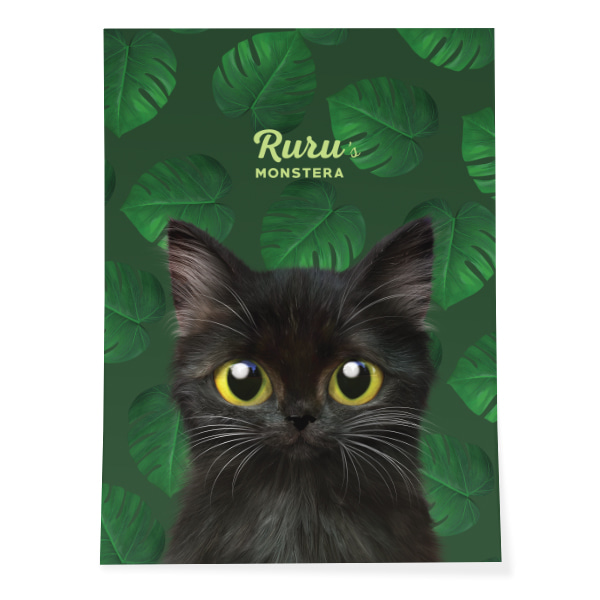 Ruru the Kitten’s Monstera Art Poster