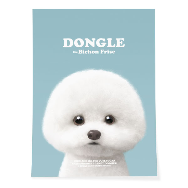 Dongle the Bichon Retro Art Poster