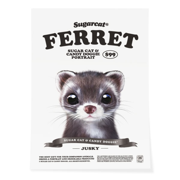 Jusky the Ferret New Retro Art Poster