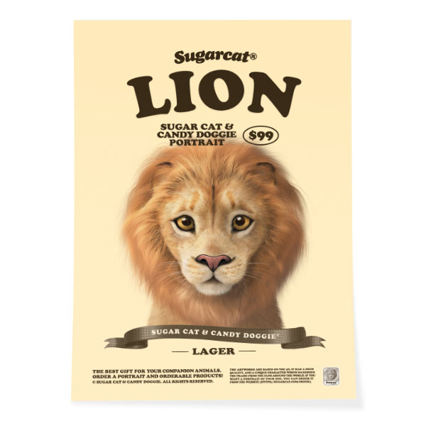 Lager the Lion New Retro Art Poster