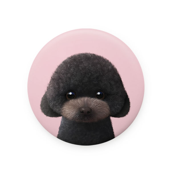 Choco the Black Poodle Mirror Button