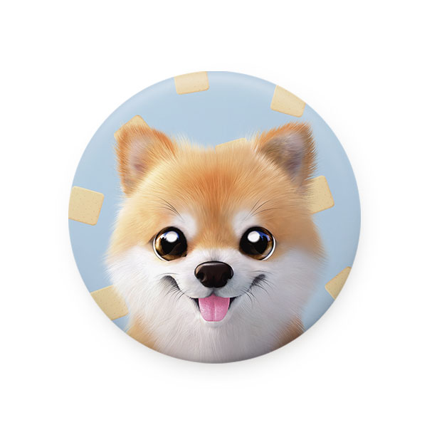 Tan the Pomeranian’s Biscuit Mirror Button