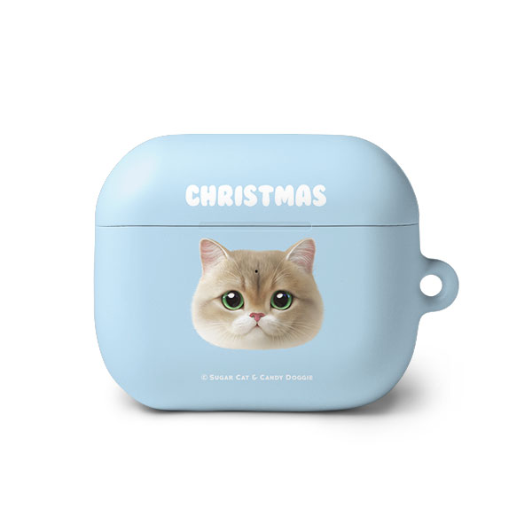 Christmas the British Shorthair Face AirPods 3 Hard Case
