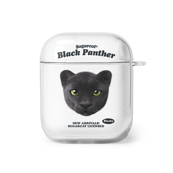 Blacky the Black Panther TypeFace AirPod Clear Hard Case
