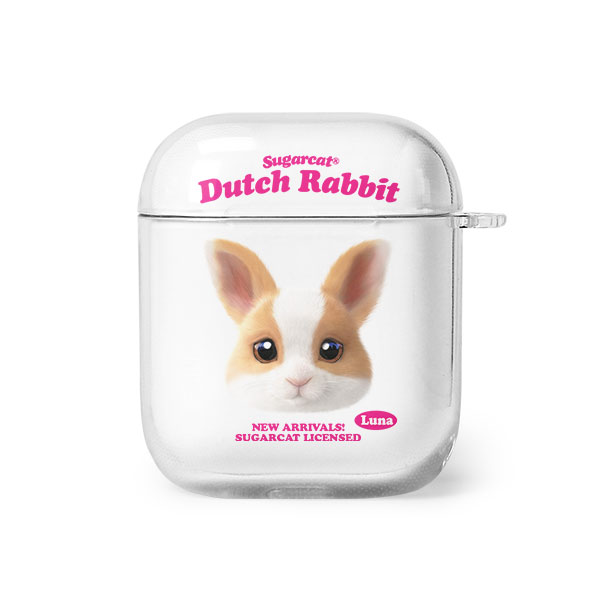 Luna the Dutch Rabbit TypeFace AirPod Clear Hard Case