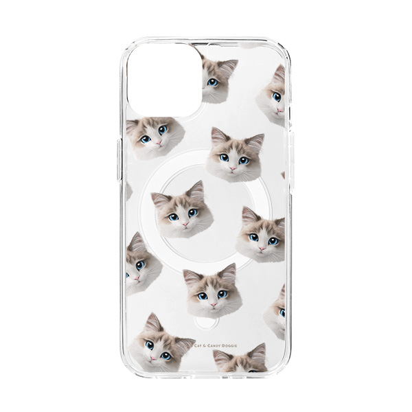 Autumn the Ragdoll Face Patterns Clear Gelhard Case (for MagSafe)