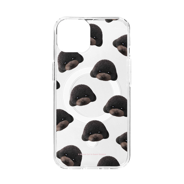 Choco the Black Poodle Face Patterns Clear Gelhard Case (for MagSafe)