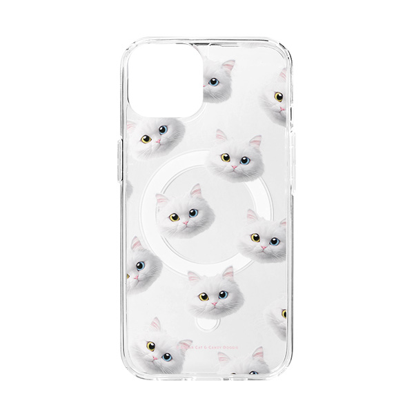 Cloud the Persian Cat Face Patterns Clear Gelhard Case (for MagSafe)
