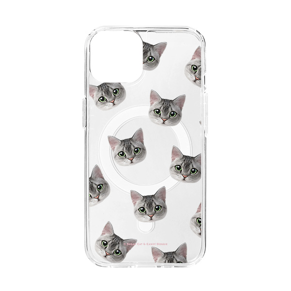 Cookie the American Shorthair Face Patterns Clear Gelhard Case (for MagSafe)