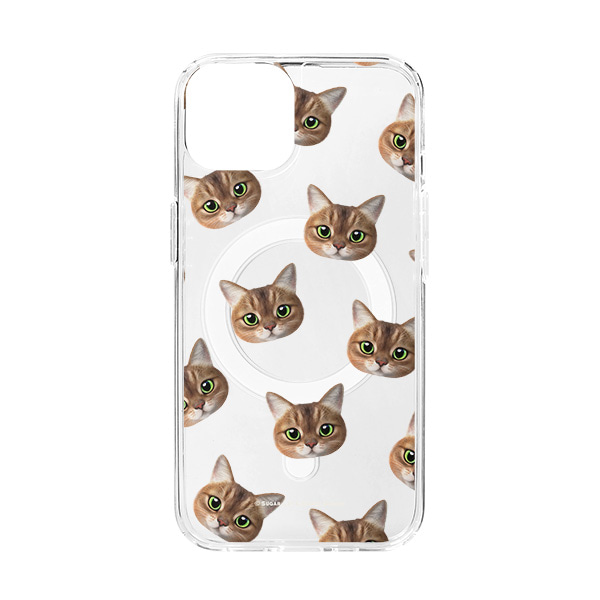 Nene the Abyssinian Face Patterns Clear Gelhard Case (for MagSafe)