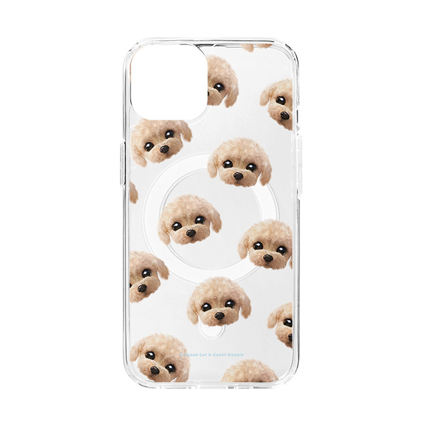 Renata the Poodle Face Patterns Clear Gelhard Case (for MagSafe)