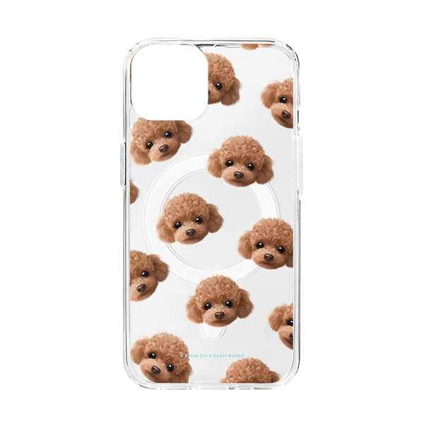 Ruffy the Poodle Face Patterns Clear Gelhard Case (for MagSafe)