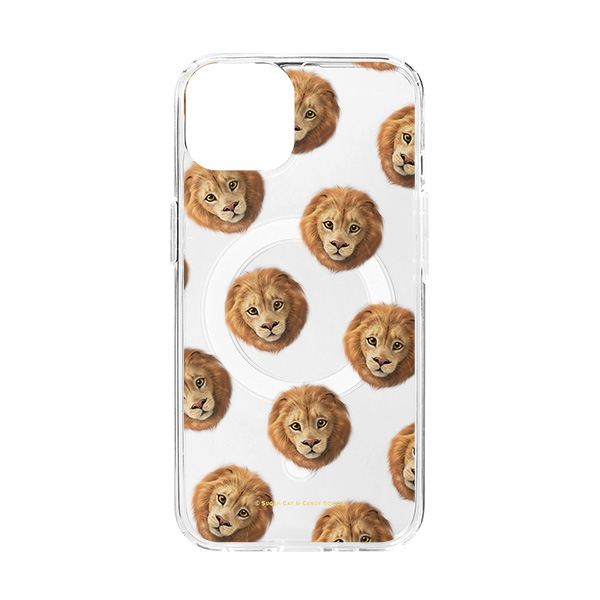 Lager the Lion Face Patterns Clear Gelhard Case (for MagSafe)