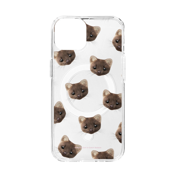Minky the American Mink Face Patterns Clear Gelhard Case (for MagSafe)