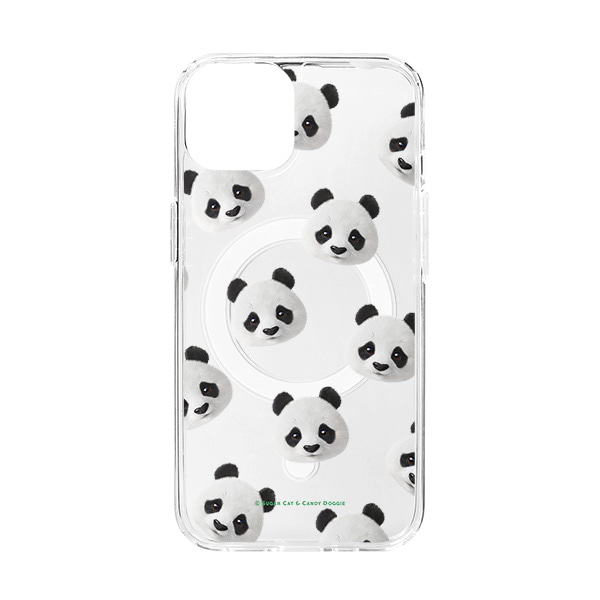 Pang the Giant Panda Face Patterns Clear Gelhard Case (for MagSafe)