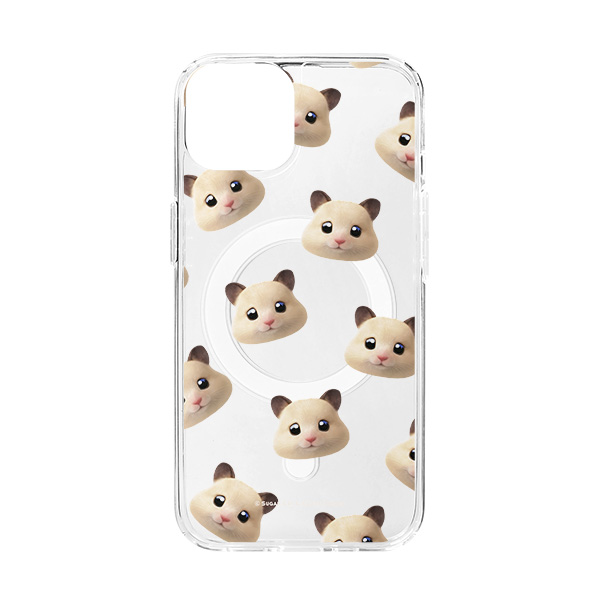 Pudding the Hamster Face Patterns Clear Gelhard Case (for MagSafe)
