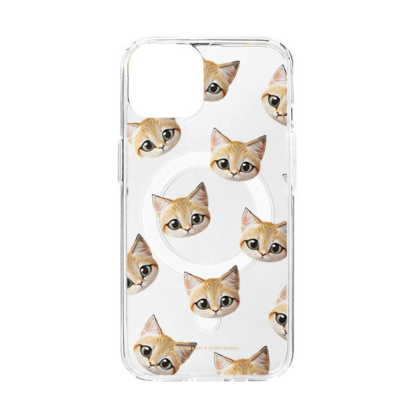 Sandy the Sand cat Face Patterns Clear Gelhard Case (for MagSafe)