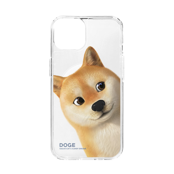 Doge the Shiba Inu Peekaboo Clear Gelhard Case (for MagSafe)